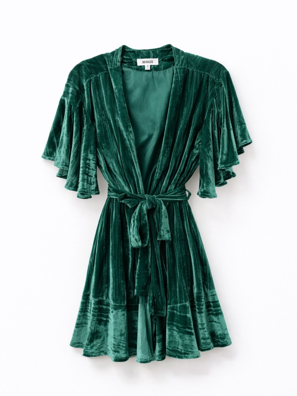 BB Dakota Deep Green Velvet Wrap Robe Dress